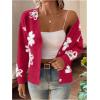 imageSHENHE Womens Floral Print Button Down Cardigan V Neck Drop Shoulder Knit OuterwearHot Pink