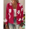 imageSHENHE Womens Floral Print Button Down Cardigan V Neck Drop Shoulder Knit OuterwearHot Pink