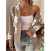 imageSHENHE Womens Floral Print Button Down Cardigan V Neck Drop Shoulder Knit OuterwearKhaki