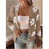 imageSHENHE Womens Floral Print Button Down Cardigan V Neck Drop Shoulder Knit OuterwearKhaki