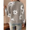 imageSHENHE Womens Floral Print Button Down Cardigan V Neck Drop Shoulder Knit OuterwearKhaki a