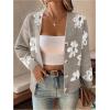 imageSHENHE Womens Floral Print Button Down Cardigan V Neck Drop Shoulder Knit OuterwearKhaki a