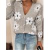 imageSHENHE Womens Floral Print Button Down Cardigan V Neck Drop Shoulder Knit OuterwearKhaki a