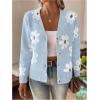 imageSHENHE Womens Floral Print Button Down Cardigan V Neck Drop Shoulder Knit OuterwearLight Blue