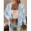 imageSHENHE Womens Floral Print Button Down Cardigan V Neck Drop Shoulder Knit OuterwearLight Blue