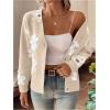 imageSHENHE Womens Floral Print Button Down Cardigan V Neck Drop Shoulder Knit OuterwearLight Khaki