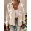 imageSHENHE Womens Floral Print Button Down Cardigan V Neck Drop Shoulder Knit OuterwearLight Khaki