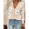 imageSHENHE Womens Floral Print Button Down Cardigan V Neck Drop Shoulder Knit OuterwearLight Khaki
