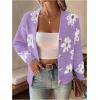 imageSHENHE Womens Floral Print Button Down Cardigan V Neck Drop Shoulder Knit OuterwearMauve Purple