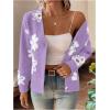 imageSHENHE Womens Floral Print Button Down Cardigan V Neck Drop Shoulder Knit OuterwearMauve Purple