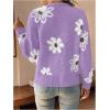imageSHENHE Womens Floral Print Button Down Cardigan V Neck Drop Shoulder Knit OuterwearMauve Purple
