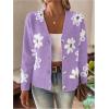 imageSHENHE Womens Floral Print Button Down Cardigan V Neck Drop Shoulder Knit OuterwearMauve Purple