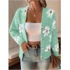 imageSHENHE Womens Floral Print Button Down Cardigan V Neck Drop Shoulder Knit OuterwearMint Green