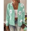 imageSHENHE Womens Floral Print Button Down Cardigan V Neck Drop Shoulder Knit OuterwearMint Green