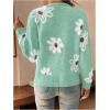 imageSHENHE Womens Floral Print Button Down Cardigan V Neck Drop Shoulder Knit OuterwearMint Green