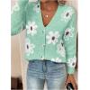 imageSHENHE Womens Floral Print Button Down Cardigan V Neck Drop Shoulder Knit OuterwearMint Green