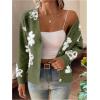 imageSHENHE Womens Floral Print Button Down Cardigan V Neck Drop Shoulder Knit OuterwearOlive Green