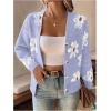 imageSHENHE Womens Floral Print Button Down Cardigan V Neck Drop Shoulder Knit OuterwearPeriwinkle Purple