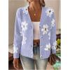 imageSHENHE Womens Floral Print Button Down Cardigan V Neck Drop Shoulder Knit OuterwearPeriwinkle Purple
