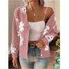 imageSHENHE Womens Floral Print Button Down Cardigan V Neck Drop Shoulder Knit OuterwearPink B