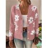 imageSHENHE Womens Floral Print Button Down Cardigan V Neck Drop Shoulder Knit OuterwearPink B