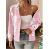 imageSHENHE Womens Floral Print Button Down Cardigan V Neck Drop Shoulder Knit OuterwearPink a