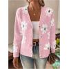 imageSHENHE Womens Floral Print Button Down Cardigan V Neck Drop Shoulder Knit OuterwearPink a