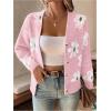 imageSHENHE Womens Floral Print Button Down Cardigan V Neck Drop Shoulder Knit OuterwearPink a