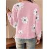 imageSHENHE Womens Floral Print Button Down Cardigan V Neck Drop Shoulder Knit OuterwearPink a