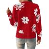 imageSHENHE Womens Floral Print Button Down Cardigan V Neck Drop Shoulder Knit OuterwearRed