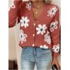 imageSHENHE Womens Floral Print Button Down Cardigan V Neck Drop Shoulder Knit OuterwearRedwood
