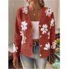 imageSHENHE Womens Floral Print Button Down Cardigan V Neck Drop Shoulder Knit OuterwearRedwood