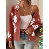 imageSHENHE Womens Floral Print Button Down Cardigan V Neck Drop Shoulder Knit OuterwearRedwood