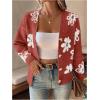 imageSHENHE Womens Floral Print Button Down Cardigan V Neck Drop Shoulder Knit OuterwearRedwood