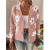 imageSHENHE Womens Floral Print Button Down Cardigan V Neck Drop Shoulder Knit OuterwearWatermelon Pink
