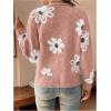 imageSHENHE Womens Floral Print Button Down Cardigan V Neck Drop Shoulder Knit OuterwearWatermelon Pink