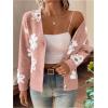 imageSHENHE Womens Floral Print Button Down Cardigan V Neck Drop Shoulder Knit OuterwearWatermelon Pink