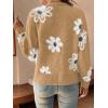 imageSHENHE Womens Floral Print Button Down Cardigan V Neck Drop Shoulder Knit OuterwearYellow
