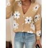 imageSHENHE Womens Floral Print Button Down Cardigan V Neck Drop Shoulder Knit OuterwearYellow