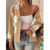 imageSHENHE Womens Floral Print Button Down Cardigan V Neck Drop Shoulder Knit OuterwearYellow