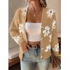 imageSHENHE Womens Floral Print Button Down Cardigan V Neck Drop Shoulder Knit OuterwearYellow