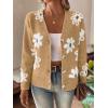 imageSHENHE Womens Floral Print Button Down Cardigan V Neck Drop Shoulder Knit OuterwearYellow