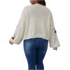 imageSHENHE Womens Plus Size Cherry Print Open Front Long Sleeve Ribbed Knit Cropped Cardigan SweatersApricot