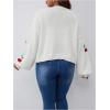 imageSHENHE Womens Plus Size Cherry Print Open Front Long Sleeve Ribbed Knit Cropped Cardigan SweatersWhite
