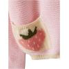 imageSHENHE Womens Strawberry Pattern Open Front Bishop Sleeve Casual CardiganPink