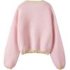 imageSHENHE Womens Strawberry Pattern Open Front Bishop Sleeve Casual CardiganPink
