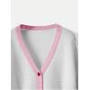 imageSHENHE Womens Strawberry Pattern Open Front Bishop Sleeve Casual CardiganPink and White