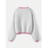 imageSHENHE Womens Strawberry Pattern Open Front Bishop Sleeve Casual CardiganPink and White