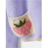 imageSHENHE Womens Strawberry Pattern Open Front Bishop Sleeve Casual CardiganPurple