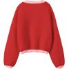 imageSHENHE Womens Strawberry Pattern Open Front Bishop Sleeve Casual CardiganRed